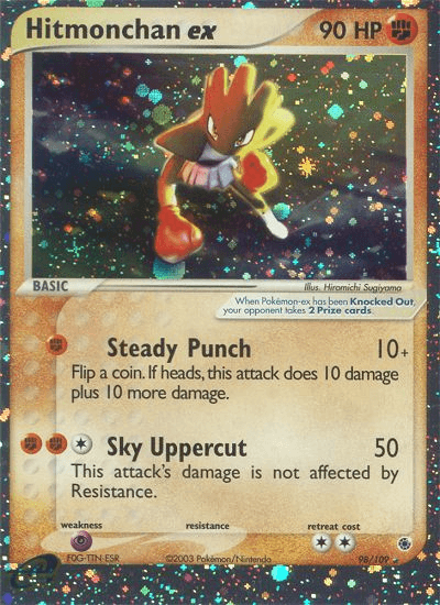 98, EX: Ruby & Sapphire, Fighting, Holofoil, Psychic[×2], Ultra Rare Hitmonchan ex (98/109) [EX: Ruby & Sapphire] - Trading Card World