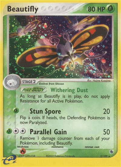 EX: Ruby & Sapphire, Fire[×2], Grass, Holo Rare, Holofoil, Reverse Holofoil Beautifly (2/109) [EX: Ruby & Sapphire] - Trading Card World