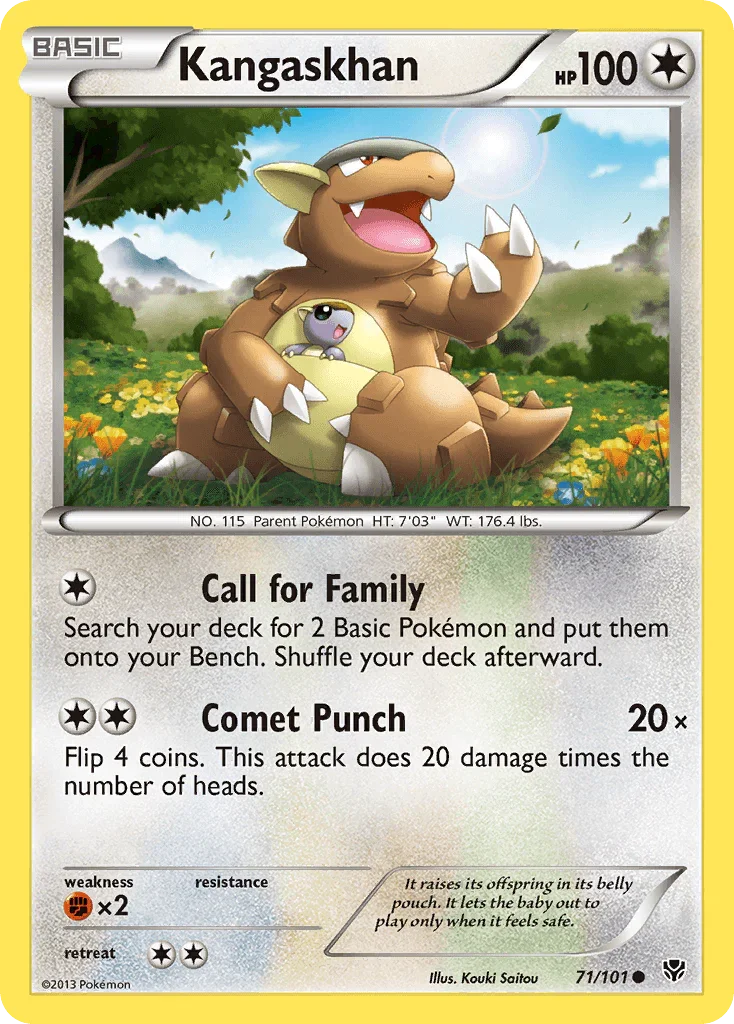71, Black & White: Plasma Blast, Colorless, Common, Fighting[×2], Normal, Reverse Holofoil Kangaskhan (71/101) [Black & White: Plasma Blast] - Trading Card World