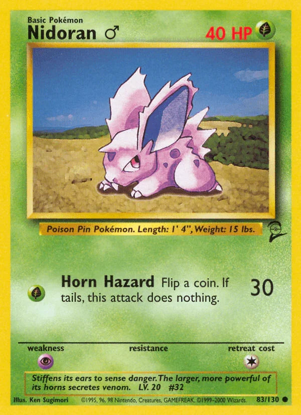 83, Base Set 2, Common, Grass, Normal, Psychic[×2] Nidoran (83/130) (Male) [Base Set 2] - Trading Card World