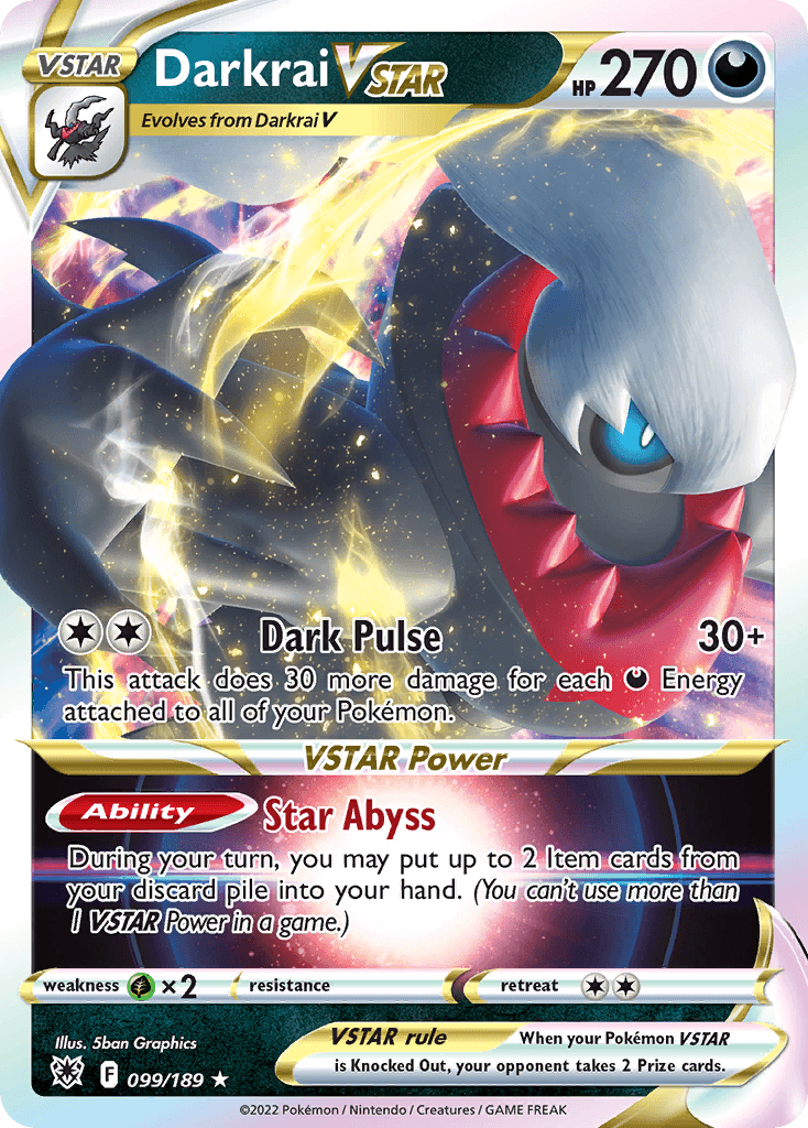 099, Darkness, Grass [x2], Holofoil, Promo, Sword & Shield: Astral Radiance Darkrai VSTAR (099/189) (Jumbo Card) [Sword & Shield: Astral Radiance] - Trading Card World