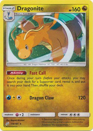 119, Dragon, Fairy[×2], Holofoil, Promo, Sun & Moon: Team Up Dragonite (119/181) (Cosmos Holo) [Sun & Moon: Team Up] - Trading Card World