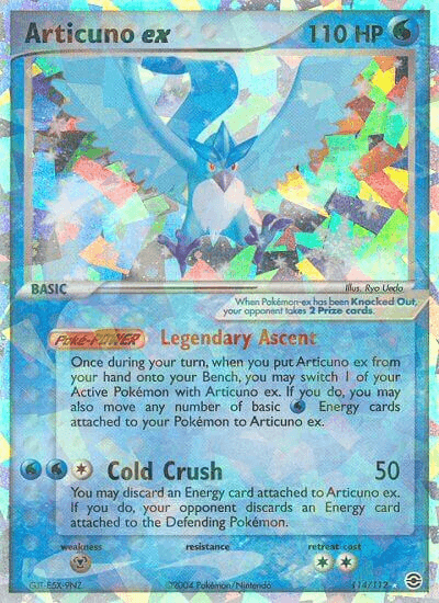 114, EX: FireRed & LeafGreen, Holofoil, Metal[×2], Secret Rare, Water Articuno ex (114/112) [EX: FireRed & LeafGreen] - Trading Card World