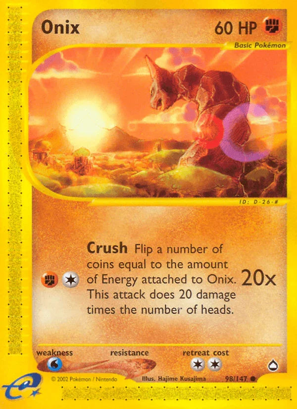 98, Aquapolis, Common, Fighting, Normal, Reverse Holofoil, Water[×2] Onix (98/147) [Aquapolis] - Trading Card World