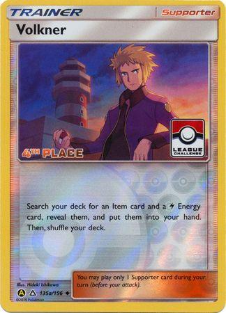 135a, Promo, Reverse Holofoil, Sun & Moon: Ultra Prism, Supporter Volkner (135a/156) (League Challenge 4th Place) [Sun & Moon: Ultra Prism] - Trading Card World