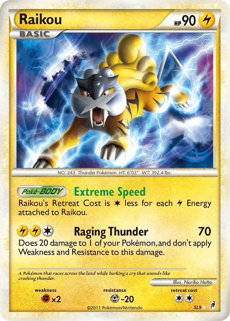 Fighting[×2], HeartGold & SoulSilver: Call of Legends, Holofoil, Lightning, Metal[-20], SL9, Ultra Rare Raikou (SL9) [HeartGold & SoulSilver: Call of Legends] - Trading Card World