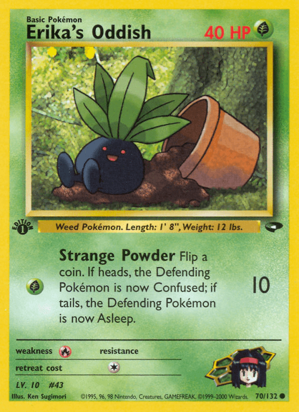 1st Edition Normal, 70, Common, Fire[×2], Grass, Gym Challenge 1st Edition Erika's Oddish (70/132) [Gym Challenge 1st Edition] - Trading Card World