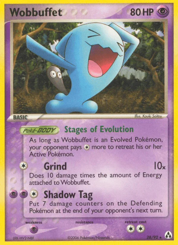 28, EX: Legend Maker, Normal, Psychic, Psychic[×2], Rare Wobbuffet (28/92) [EX: Legend Maker] - Trading Card World