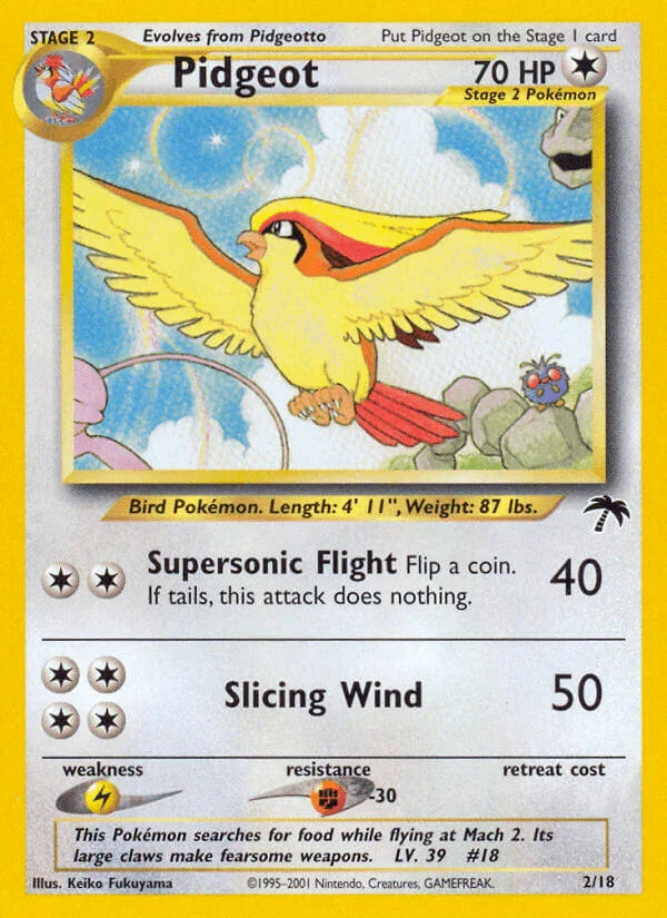 Colorless, Fighting[-30], Lightning[×2], Normal, Promo, Southern Islands Pidgeot (2/18) [Southern Islands] - Trading Card World