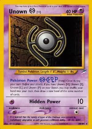 28, Neo Destiny Unlimited, Normal, Psychic, Psychic[×2], Rare Unown [H] (28/105) [Neo Destiny Unlimited] - Trading Card World