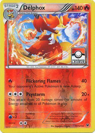 13, Fire, Promo, Reverse Holofoil, Water[×2], XY: Fates Collide Delphox (13/124) (League Promo) [XY: Fates Collide] - Trading Card World