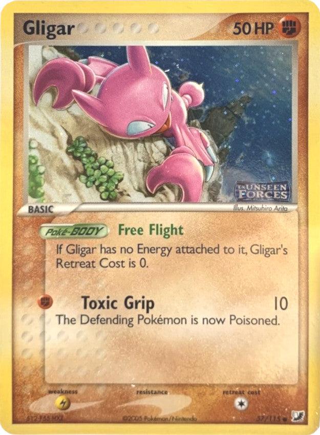 57, Common, EX: Unseen Forces, Fighting, Lightning[×2], Reverse Holofoil Gligar (57/115) (Stamped) [EX: Unseen Forces] - Trading Card World