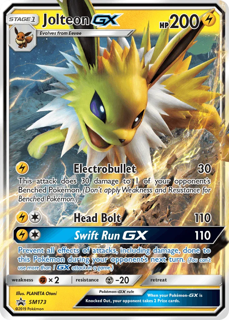 Black Star Promo, Fighting[×2], Holofoil, Lightning, Metal[-20], SM173, Sun & Moon: Black Star Promos Jolteon GX (SM173) [Sun & Moon: Black Star Promos] - Trading Card World