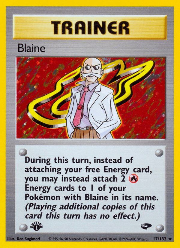 17, 1st Edition Holofoil, Gym Challenge 1st Edition, Holo Rare, Trainer Blaine (17/132) [Gym Challenge 1st Edition] - Trading Card World