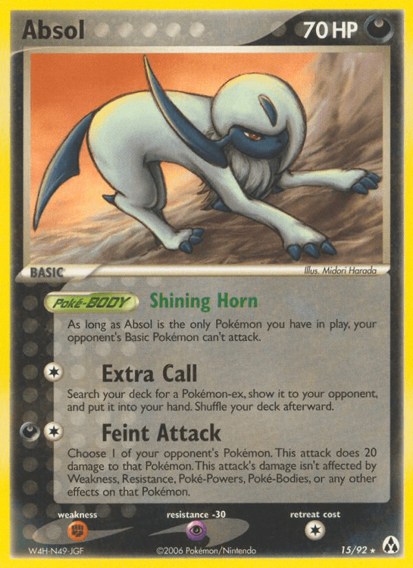 15, Darkness, EX: Legend Maker, Fighting[×2], Normal, Psychic[-30], Rare Absol (15/92) [EX: Legend Maker] - Trading Card World