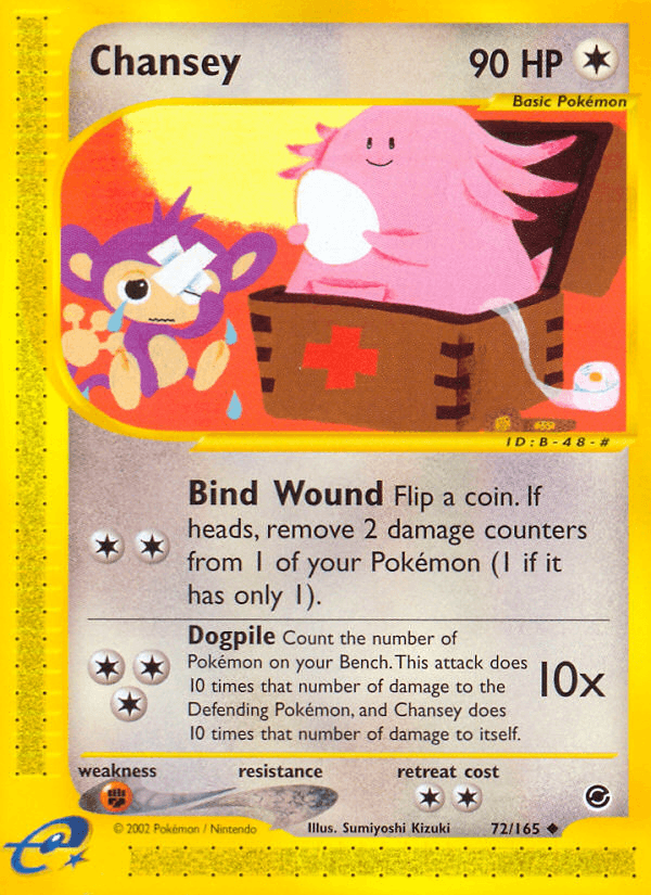 72, Colorless, Expedition: Base Set, Fighting[×2], Normal, Reverse Holofoil, Uncommon Chansey (72/165) [Expedition: Base Set] - Trading Card World