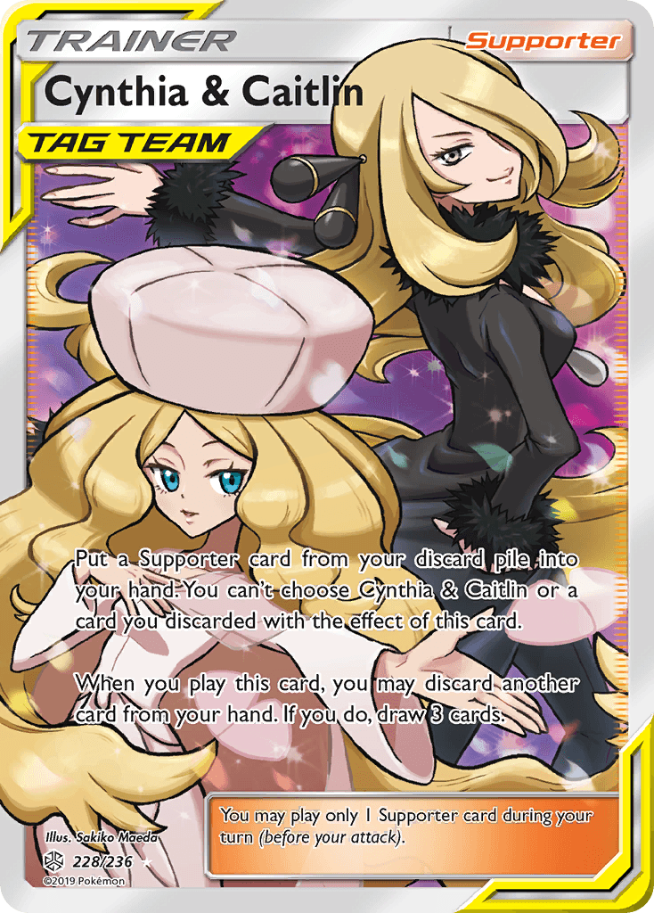 228, Holofoil, Sun & Moon: Cosmic Eclipse, Supporter, Ultra Rare Cynthia & Caitlin (228/236) [Sun & Moon: Cosmic Eclipse] - Trading Card World