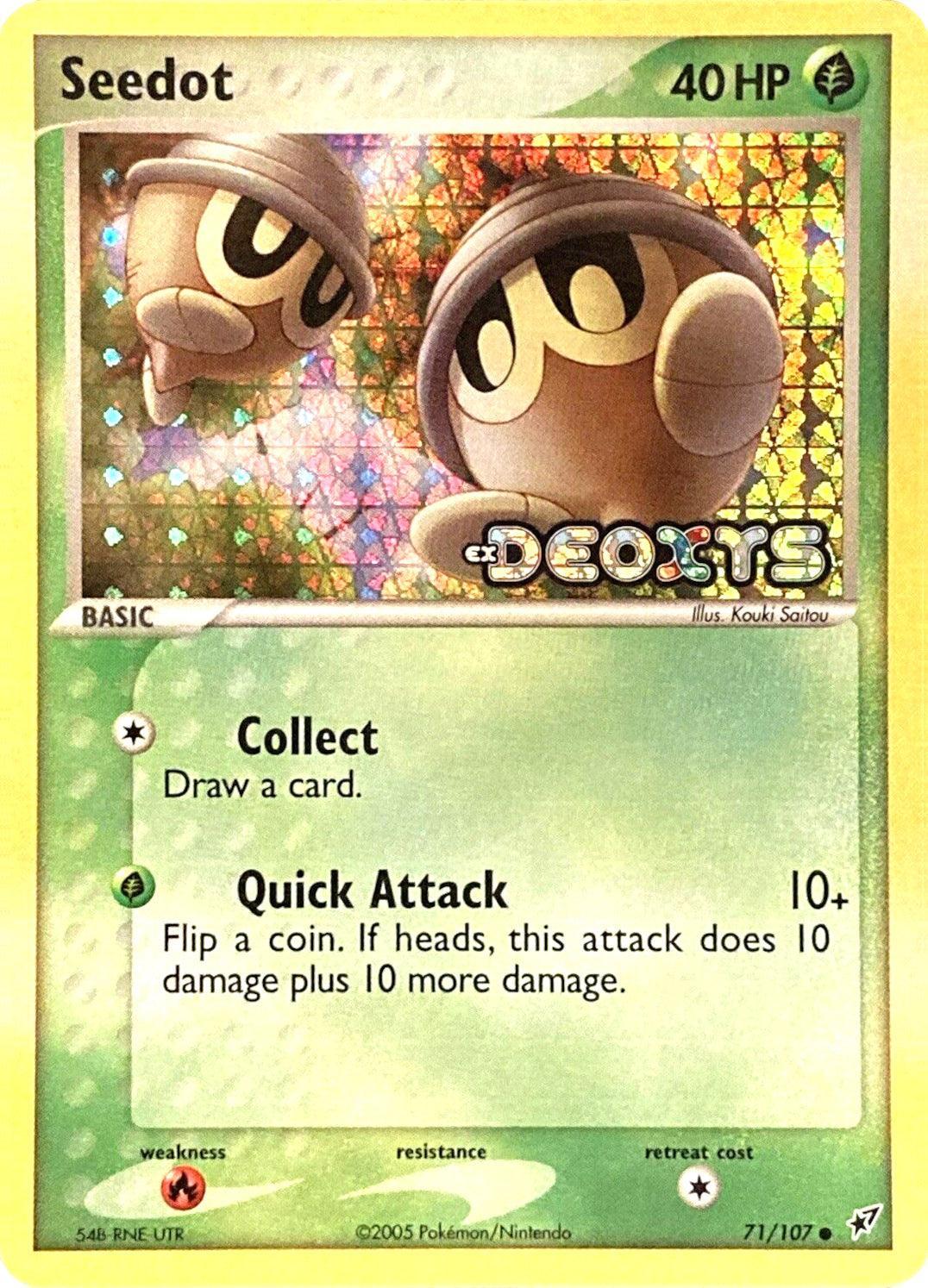 71, Common, EX: Deoxys, Fire[×2], Grass, Reverse Holofoil Seedot (71/107) (Stamped) [EX: Deoxys] - Trading Card World