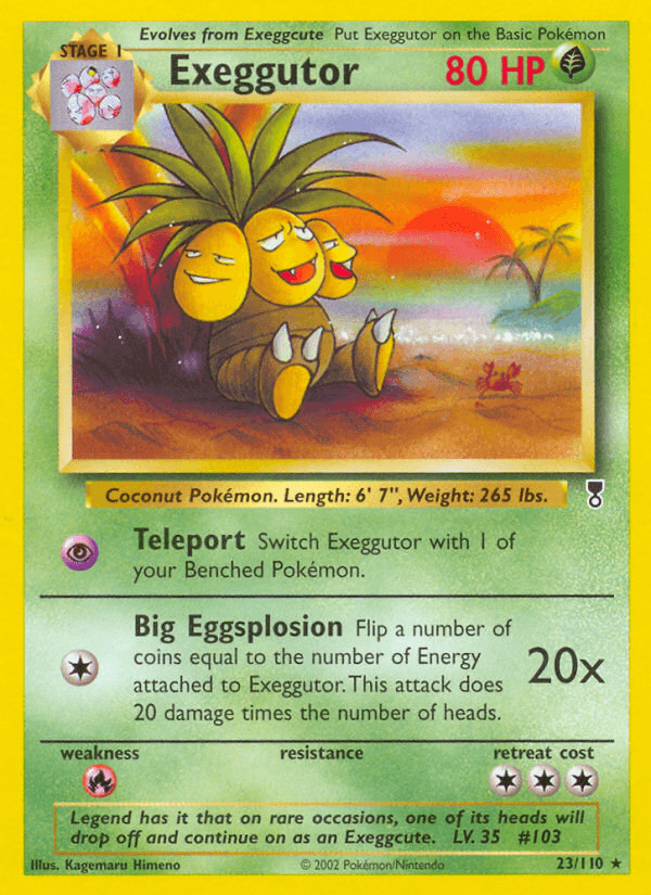23, Fire[×2], Grass, Legendary Collection, Normal, Rare, Reverse Holofoil Exeggutor (23/110) [Legendary Collection] - Trading Card World