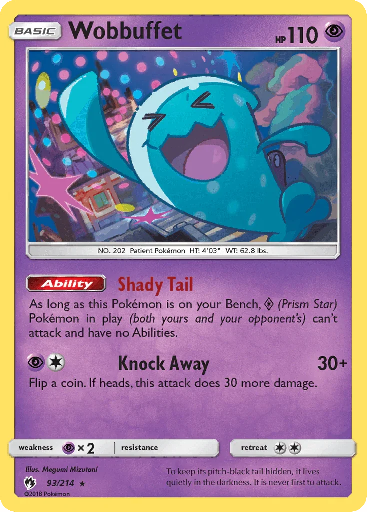 93, Normal, Psychic, Psychic[×2], Rare, Reverse Holofoil, Sun & Moon: Lost Thunder Wobbuffet (93/214) [Sun & Moon: Lost Thunder] - Trading Card World