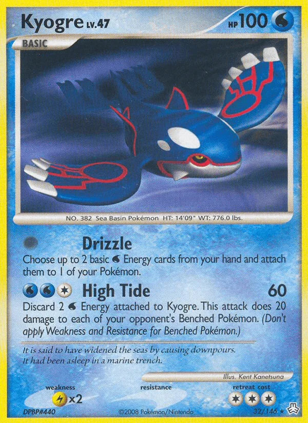 32, Diamond & Pearl: Legends Awakened, Lightning[×2], Normal, Rare, Reverse Holofoil, Water Kyogre (32/146) [Diamond & Pearl: Legends Awakened] - Trading Card World