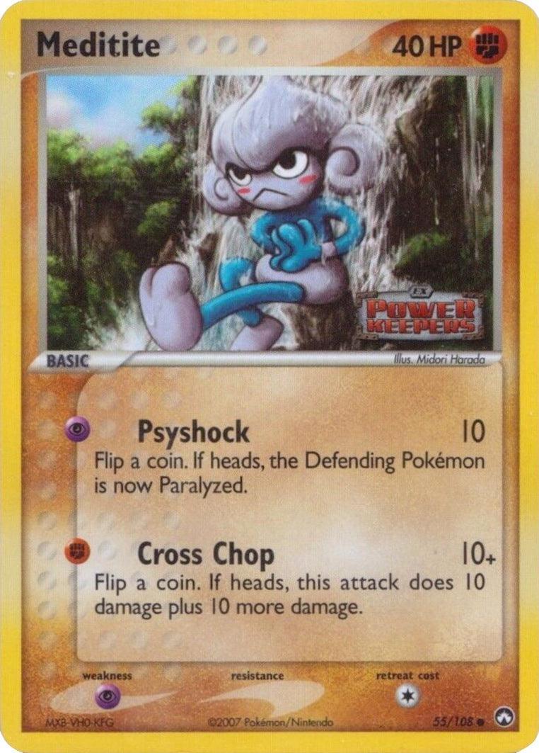 55, Common, EX: Power Keepers, Fighting, Psychic[×2], Reverse Holofoil Meditite (55/108) (Stamped) [EX: Power Keepers] - Trading Card World