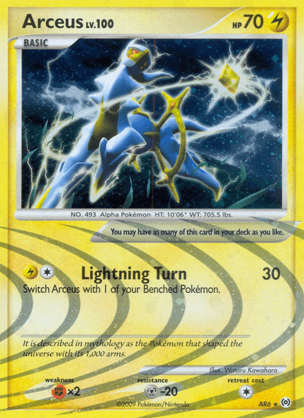 AR6, Fighting[×2], Holo Rare, Holofoil, Lightning, Metal[-20], Platinum: Arceus Arceus (AR6) [Platinum: Arceus] - Trading Card World