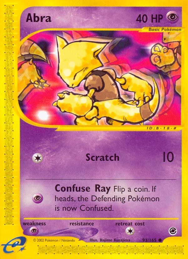 93, Common, Expedition: Base Set, Normal, Psychic, Psychic[×2], Reverse Holofoil Abra (93/165) [Expedition: Base Set] - Trading Card World