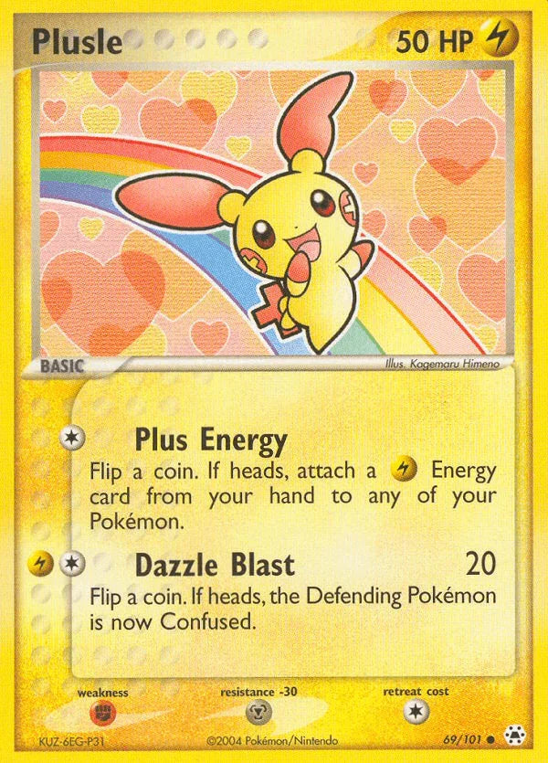 69, Common, EX: Hidden Legends, Fighting[×2], Lightning, Metal[-30], Normal, Reverse Holofoil Plusle (69/101) [EX: Hidden Legends] - Trading Card World