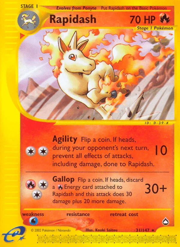 31, Aquapolis, Fire, Normal, Rare, Reverse Holofoil, Water[×2] Rapidash (31/147) [Aquapolis] - Trading Card World