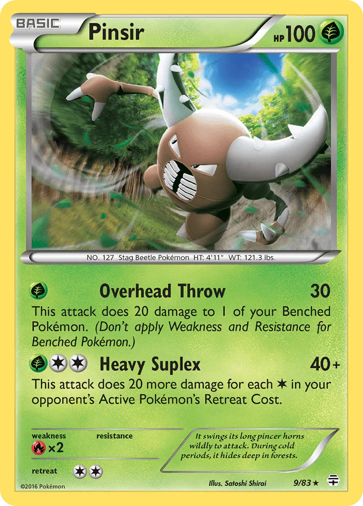 Fire[×2], Grass, Normal, Rare, Reverse Holofoil, XY: Generations Pinsir (9/83) [XY: Generations] - Trading Card World
