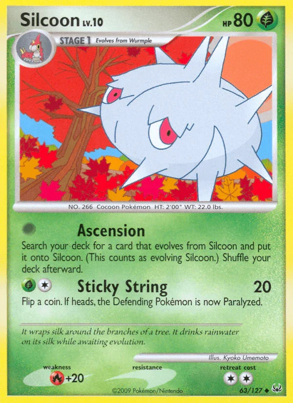 63, Fire[+20], Grass, Normal, Platinum: Base Set, Reverse Holofoil, Uncommon Silcoon (63/127) [Platinum: Base Set] - Trading Card World
