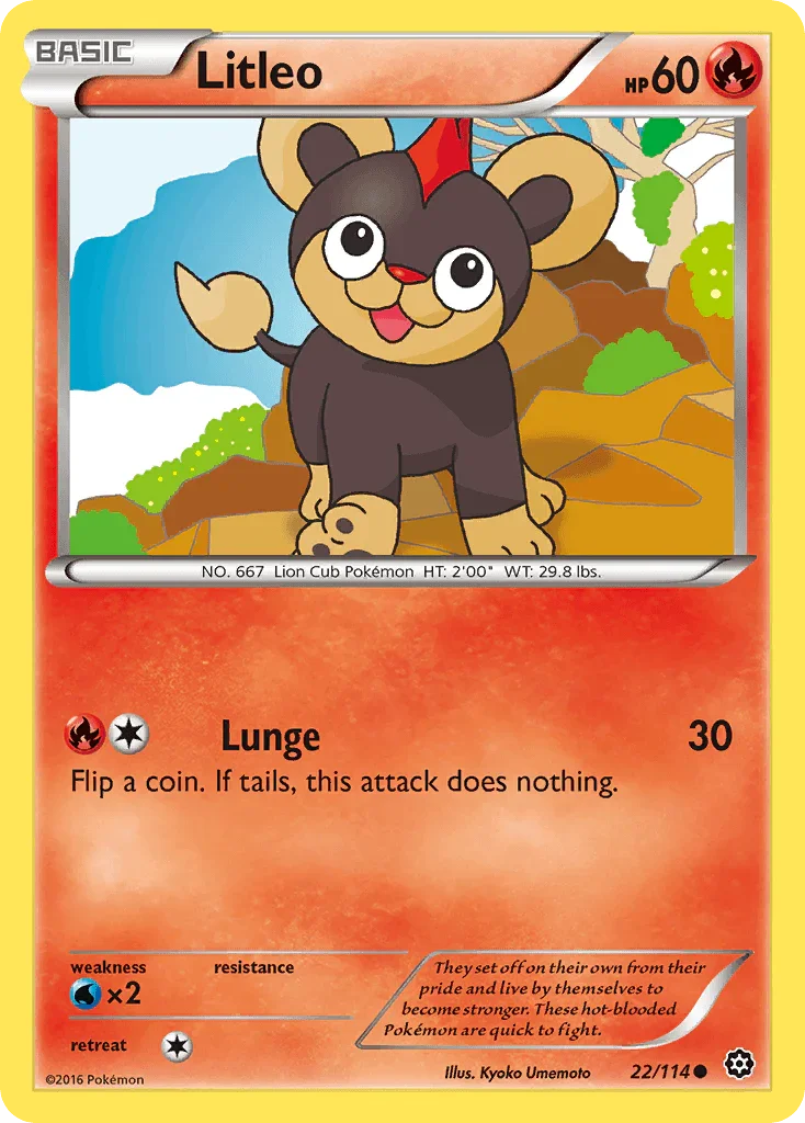 22, Common, Fire, Normal, Reverse Holofoil, Water[×2], XY: Steam Siege Litleo (22/114) [XY: Steam Siege] - Trading Card World