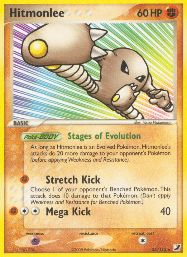 25, EX: Unseen Forces, Fighting, Normal, Psychic[×2], Rare Hitmonlee (25/115) [EX: Unseen Forces] - Trading Card World