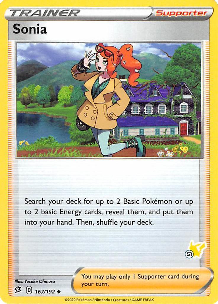 167, Battle Academy 2022, Normal, Supporter, Uncommon Sonia (167/192) (Pikachu Stamp #51) [Battle Academy 2022] - Trading Card World