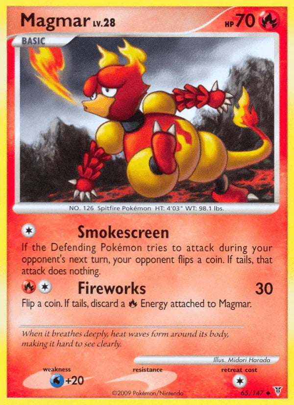 65, Fire, Normal, Platinum: Supreme Victors, Reverse Holofoil, Uncommon, Water[+20] Magmar (65/147) [Platinum: Supreme Victors] - Trading Card World