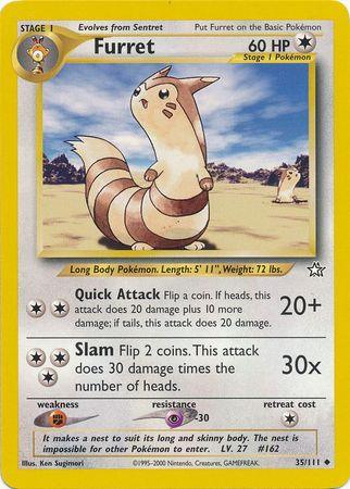 35, Colorless, Fighting[×2], Neo Genesis Unlimited, Normal, Psychic[-30], Uncommon Furret (35/111) [Neo Genesis Unlimited] - Trading Card World