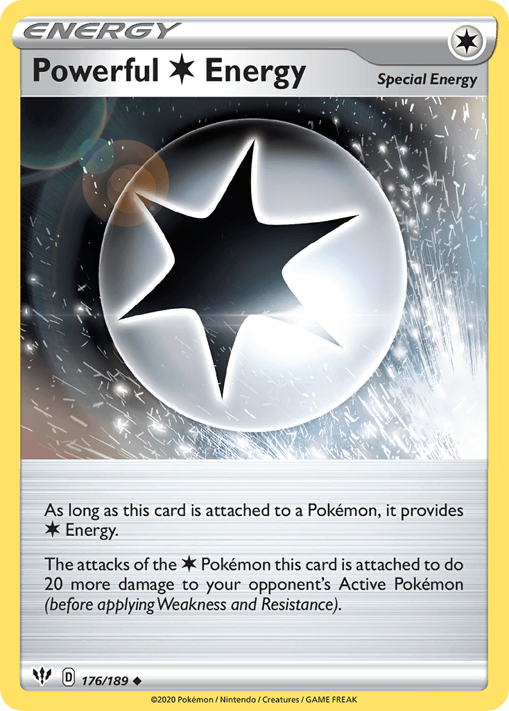 176, Normal, Reverse Holofoil, Special Energy, Sword & Shield: Darkness Ablaze, Uncommon Powerful Colorless Energy (176/189) [Sword & Shield: Darkness Ablaze] - Trading Card World
