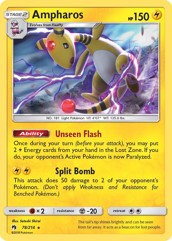 78, Fighting[×2], Lightning, Metal[-20], Normal, Rare, Sun & Moon: Lost Thunder Ampharos (78/214) (Theme Deck Exclusive) [Sun & Moon: Lost Thunder] - Trading Card World