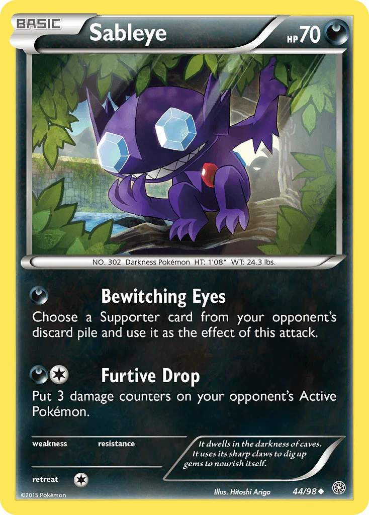 44, Darkness, Normal, Reverse Holofoil, Uncommon, XY: Ancient Origins Sableye (44/98) [XY: Ancient Origins] - Trading Card World