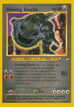 112, Fire[×2], Grass[-30], Holofoil, Metal, Neo Destiny Unlimited, Secret Rare Shining Steelix (112/105) [Neo Destiny Unlimited] - Trading Card World