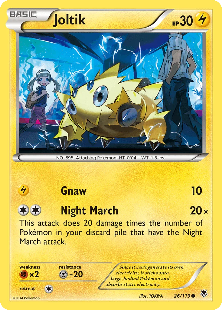 26, Common, Fighting[×2], Lightning, Metal[-20], Normal, Reverse Holofoil, XY: Phantom Forces Joltik (26/119) [XY: Phantom Forces] - Trading Card World