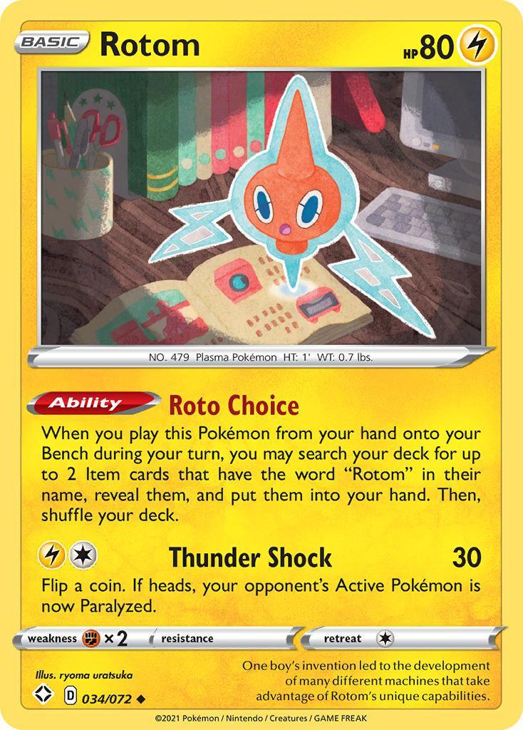 034, Fighting[×2], Lightning, Normal, Reverse Holofoil, Sword & Shield: Shining Fates, Uncommon Rotom (034/072) [Sword & Shield: Shining Fates] - Trading Card World