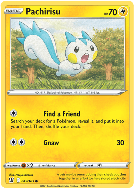 049, Common, Fighting[×2], Lightning, Normal, Reverse Holofoil, Sword & Shield: Battle Styles Pachirisu (049/163) [Sword & Shield: Battle Styles] - Trading Card World