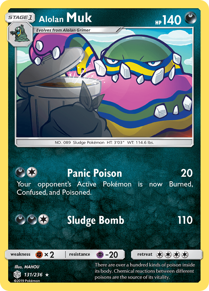131, Darkness, Fighting[×2], Normal, Psychic[-20], Rare, Reverse Holofoil, Sun & Moon: Cosmic Eclipse Alolan Muk (131/236) [Sun & Moon: Cosmic Eclipse] - Trading Card World