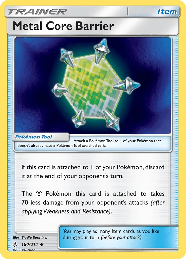 180, Item, Normal, Reverse Holofoil, Sun & Moon: Unbroken Bonds, Uncommon Metal Core Barrier (180/214) [Sun & Moon: Unbroken Bonds] - Trading Card World