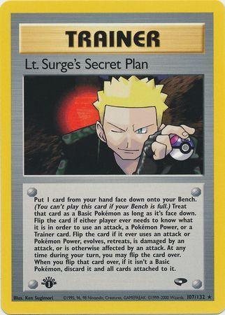 1st Edition Normal, Gym Challenge 1st Edition, Rare, Trainer Lt. Surge's Secret Plan (107/132) [Gym Challenge 1st Edition] - Trading Card World