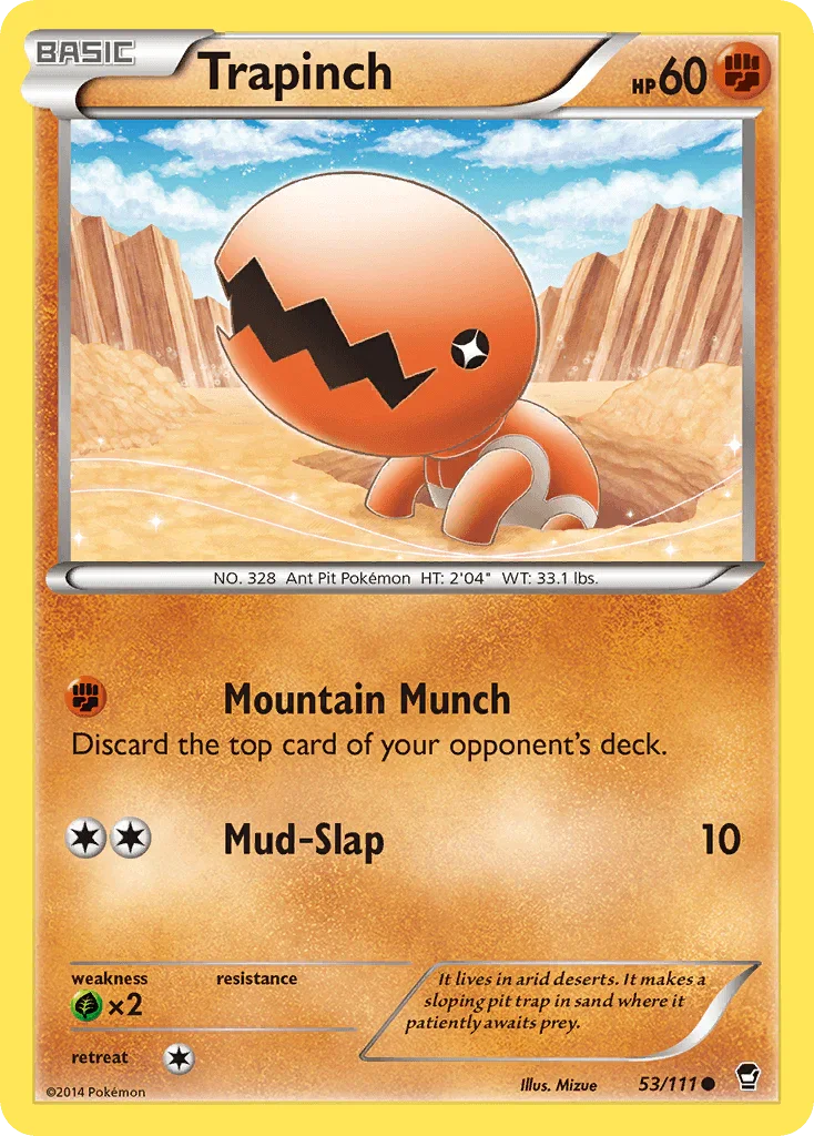 53, Common, Fighting, Grass[×2], Normal, Reverse Holofoil, XY: Furious Fists Trapinch (53/111) [XY: Furious Fists] - Trading Card World
