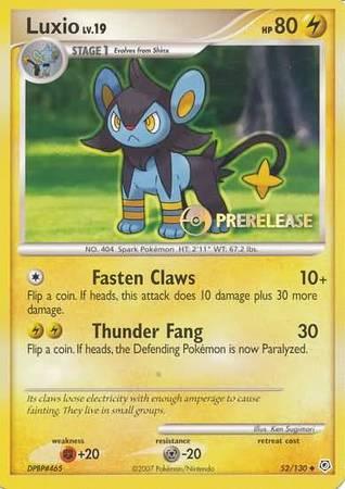 52, Fighting[+20], Lightning, Metal[-20], Nintendo: Black Star Promos, Normal, Promo Luxio (52/130) (Prerelease Promo) [Nintendo: Black Star Promos] - Trading Card World