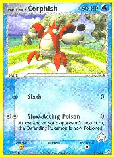51, Common, EX: Team Magma vs Team Aqua, Lightning[×2], Normal, Reverse Holofoil, Water Team Aqua's Corphish (51/95) [EX: Team Magma vs Team Aqua] - Trading Card World
